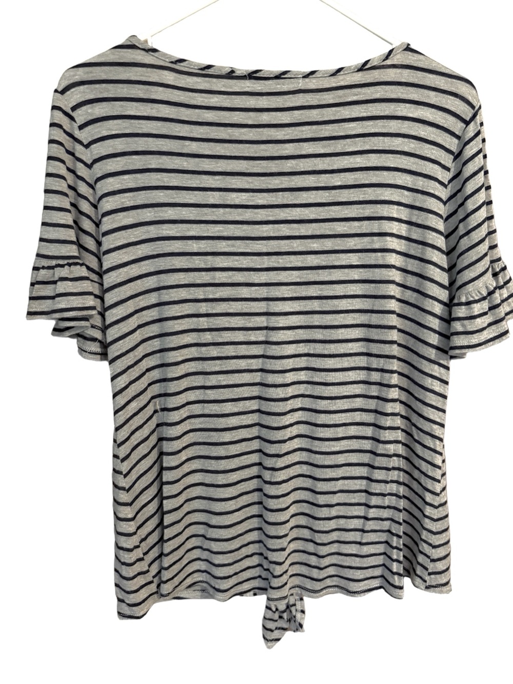 Moa Moa Gray & Black Striped Tie-Front Short Sleeve Top - Picture 2 of 5